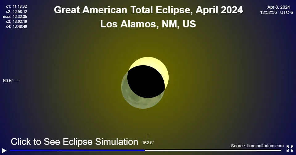Great American Solar Eclipse over Los Alamos April 8, 2024