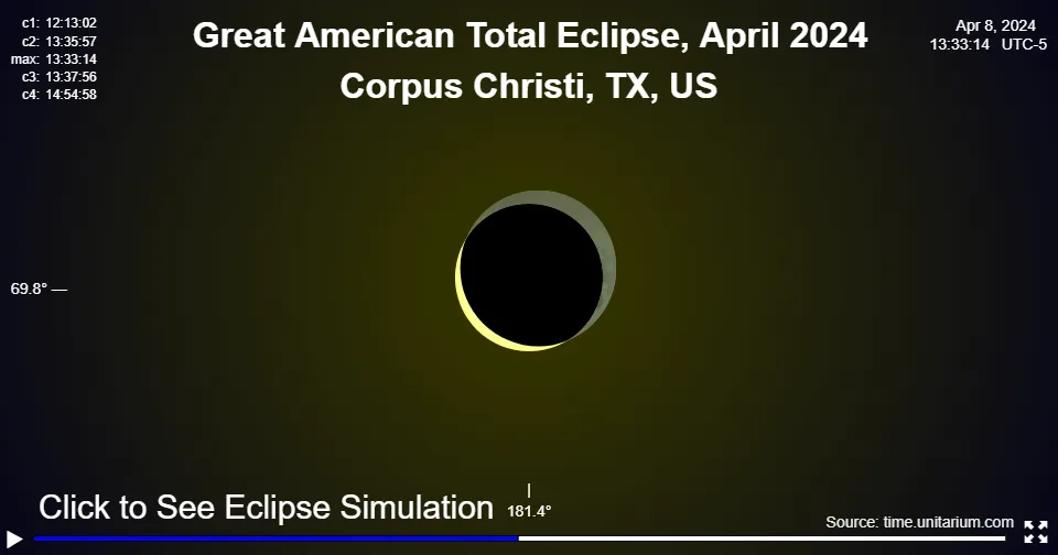 Great American Solar Eclipse over Corpus Christi April 8, 2024