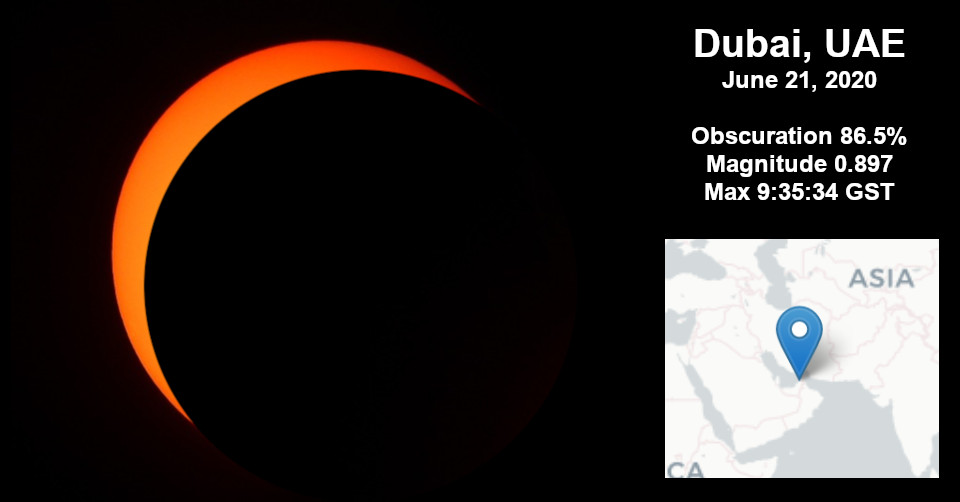Solar Eclipse in Dubai, UAE June 21, 2020