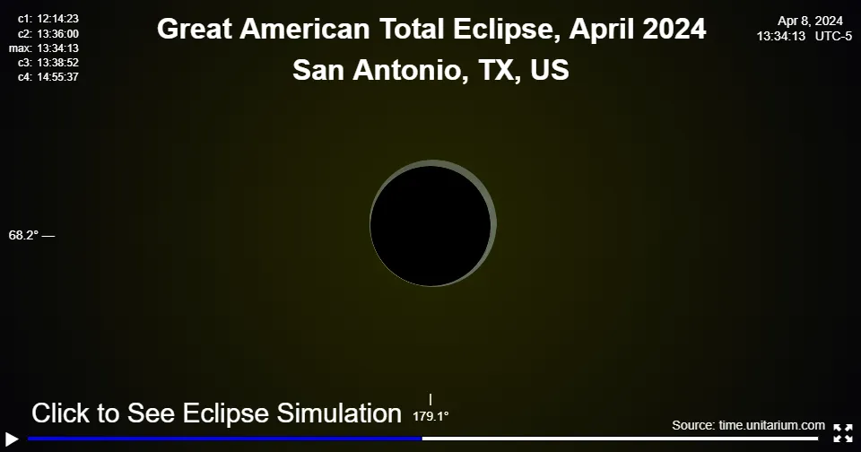 Great American Solar Eclipse over San Antonio April 8, 2024