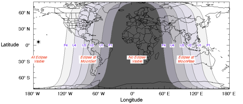 Visibility of the Total Lunar Eclipse of March 2-3, 2026